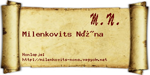 Milenkovits Nóna névjegykártya